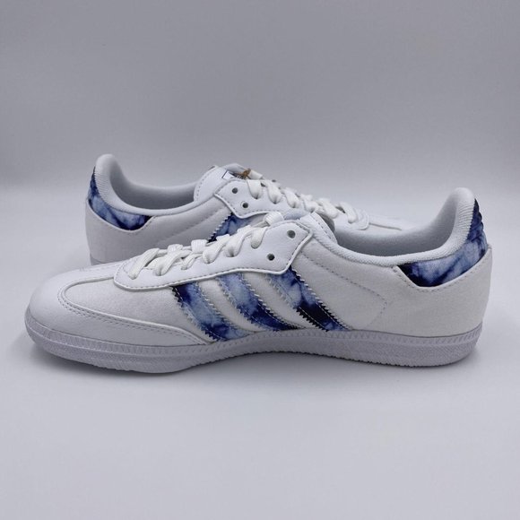 adidas Samba OG White / Blue Womens Shoes - Picture 2 of 8